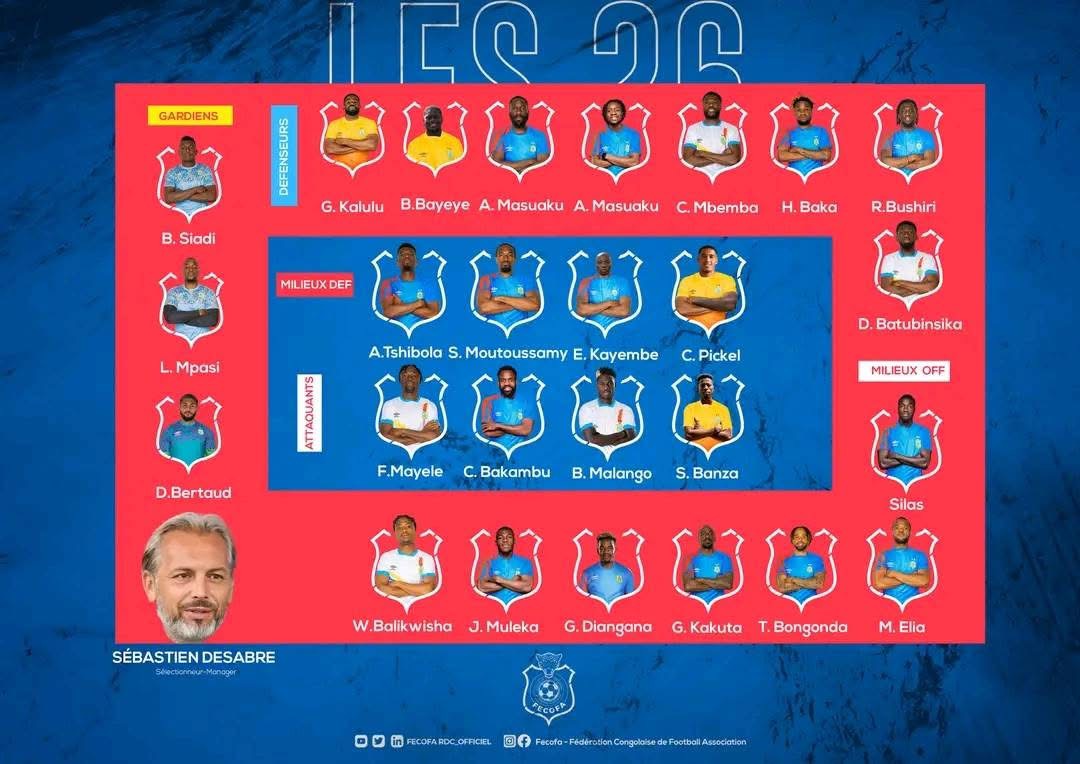 Elim Coupe du Monde2026 : Desabre convoque 25 Leopards pour les rencontres de mars