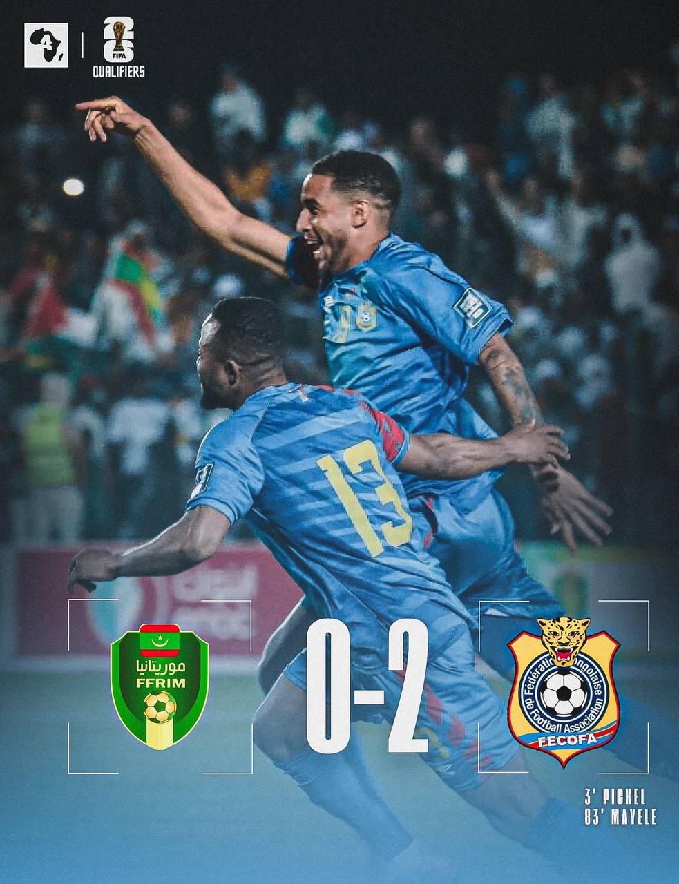 Elim CDM 2026 : Les Léopards de la RDC rugissent à Nouadhibou (2-0) et prennent la tête du groupe B(vidéo)